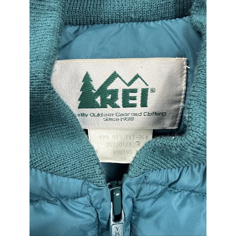 REI Women Vintage Fall 1989 L Green Nylon Goose Down Puffer Vest Utility HD Warm - Picture 2 of 11